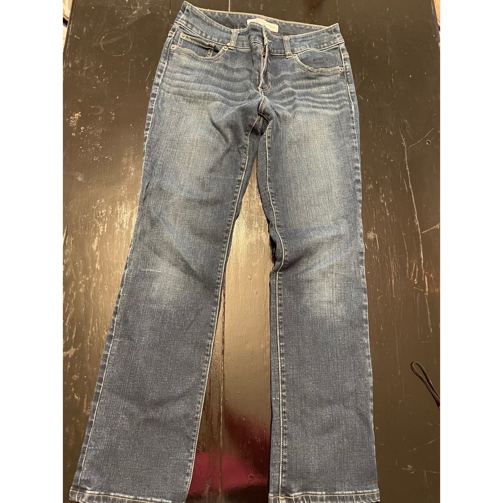 Chicos Platinum Denim Bootcut Jeans Dark Wash Size 6 Short